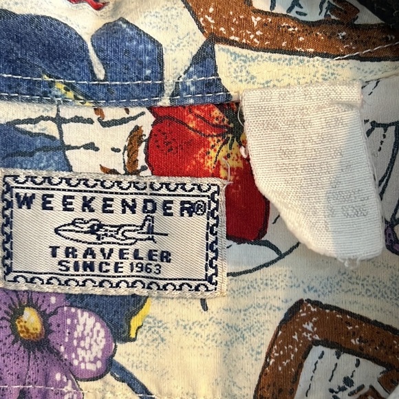 Vintage Weekender Traveler causal button down XL tropical travel vacation print - Picture 5 of 10